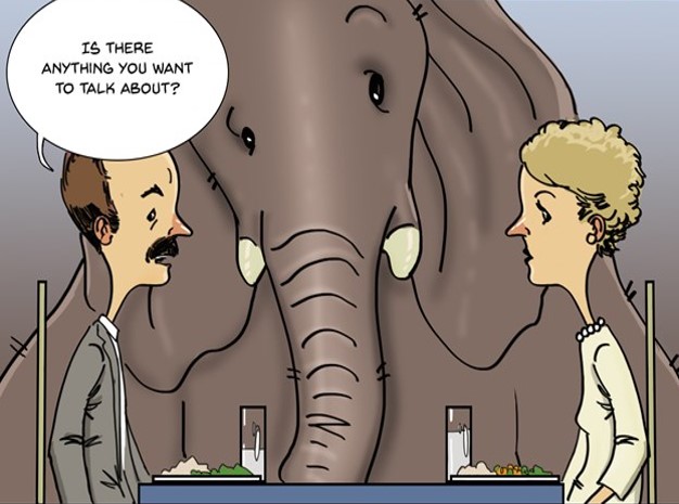 Elephant in the room illustration
